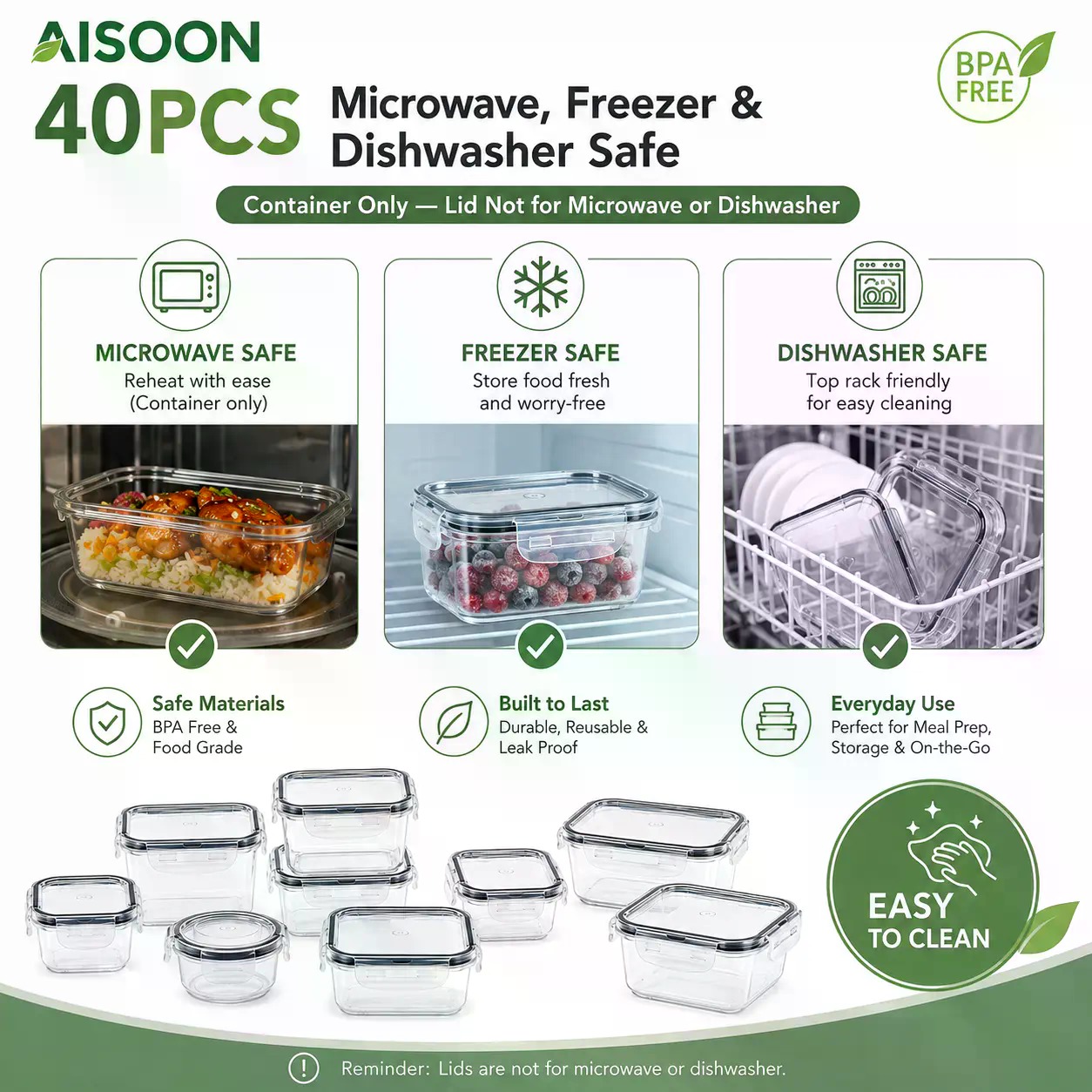 40 PCS Extra Large 85oz Silico - огляд і ціна Food Storage Meals