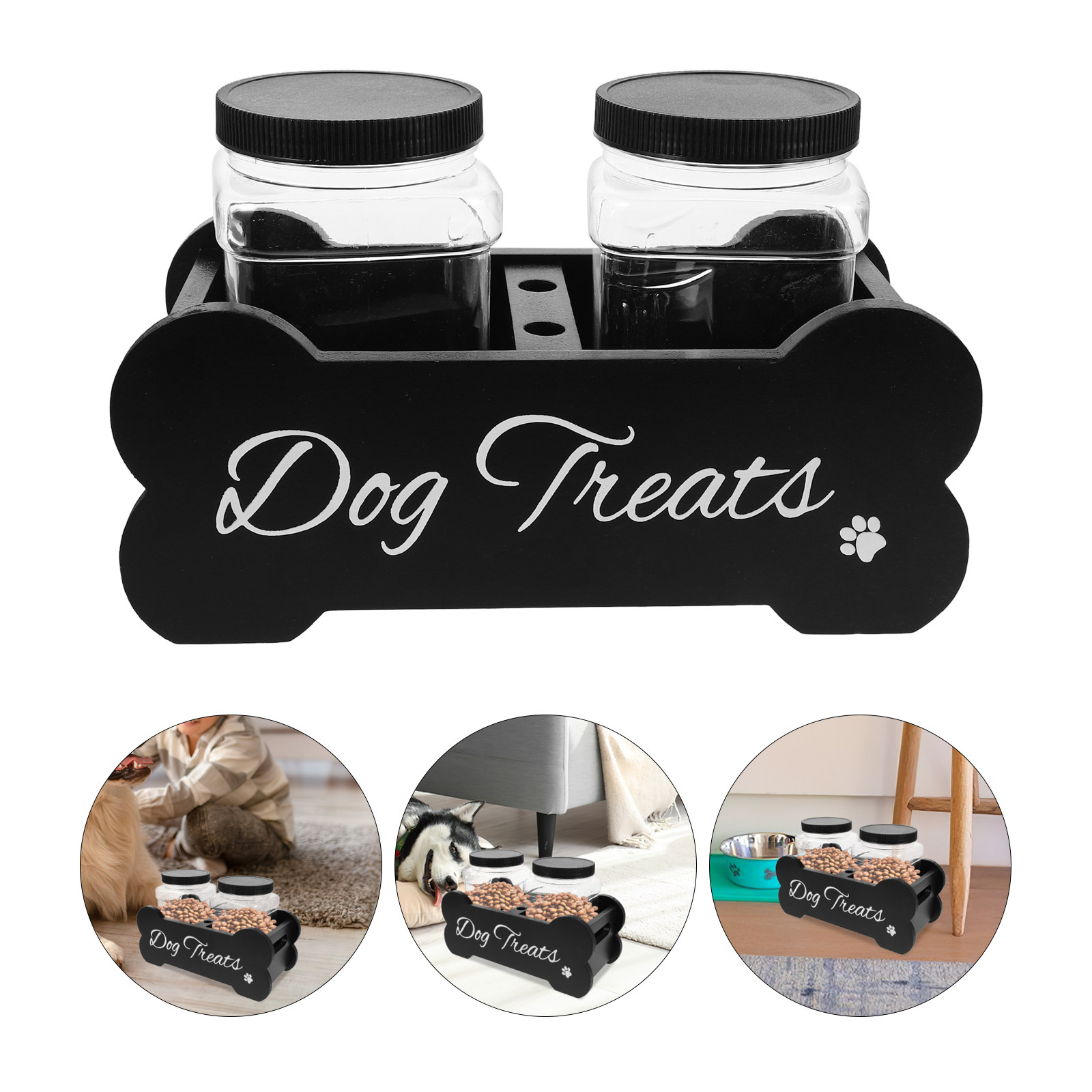 Wooden Dog Treat Container wit - огляд і ціна Food Storage With Dividers