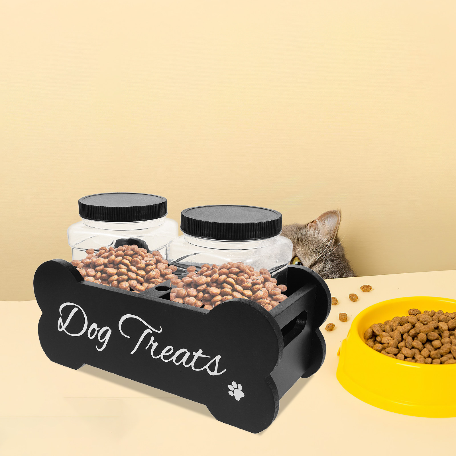 Wooden Dog Treat Container wit - огляд і ціна Food Storage With Dividers